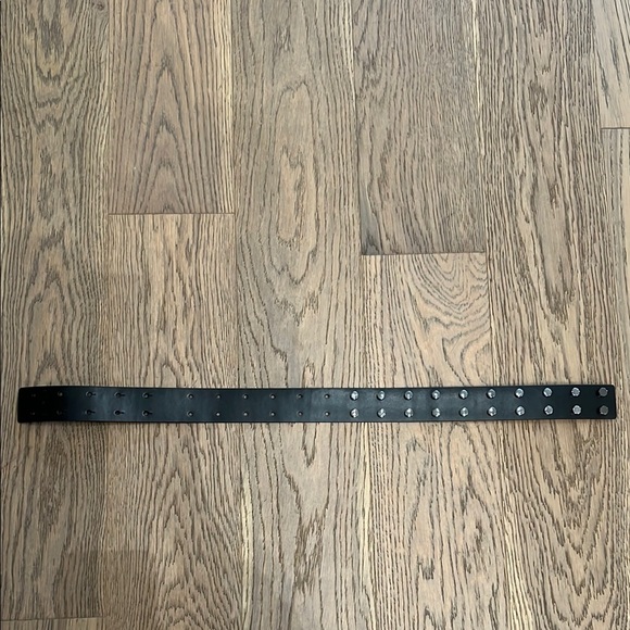 Jimmy Choo Black Leather Belt with Silver Studs Size S